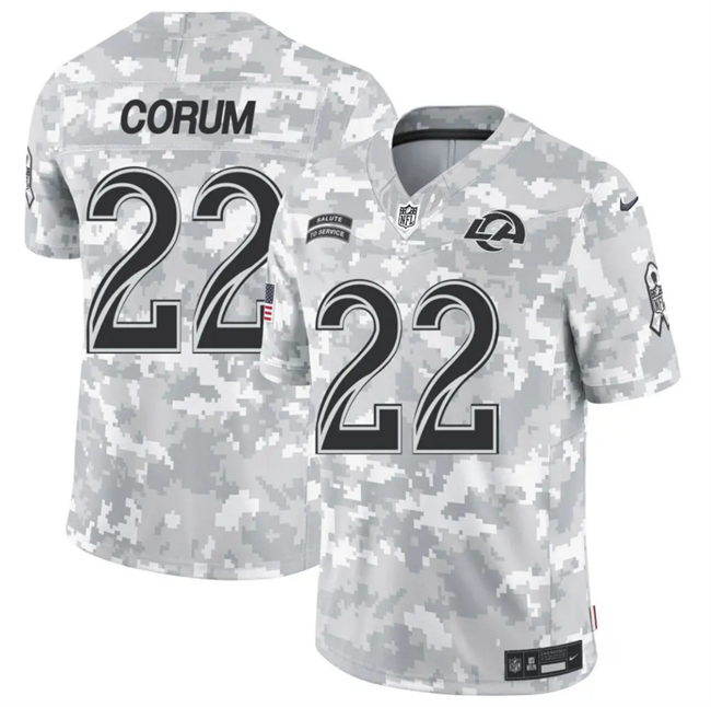 Men's Los Angeles Rams #22 Blake Corum Arctic Camo 2024 F.U.S.E. Salute to Service Limited Football Stitched Jersey